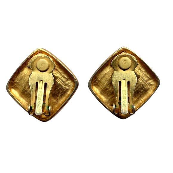 Erwin Pearl Vintage Black and Gold Tone Clip-On Earrings - Picture 2 of 5